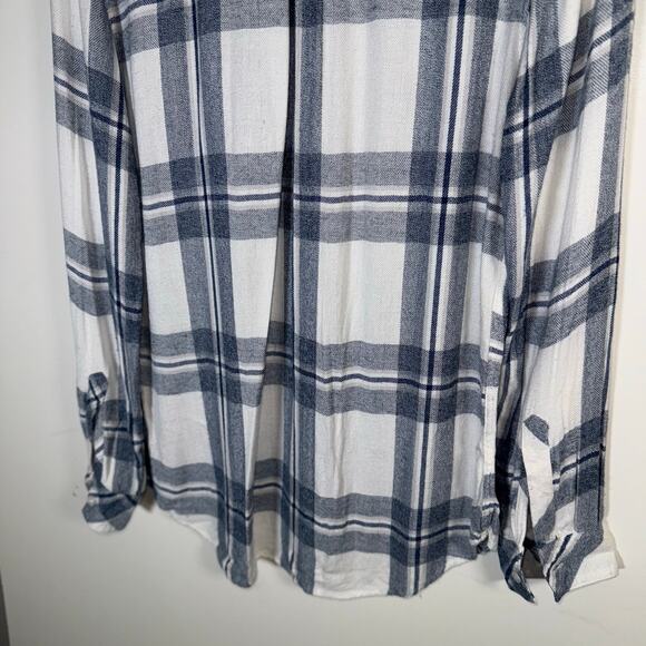 Rails Hunter Plaid Shirt Women’s Small White/Indigo Rayon Button Down Good - Picture 9 of 16